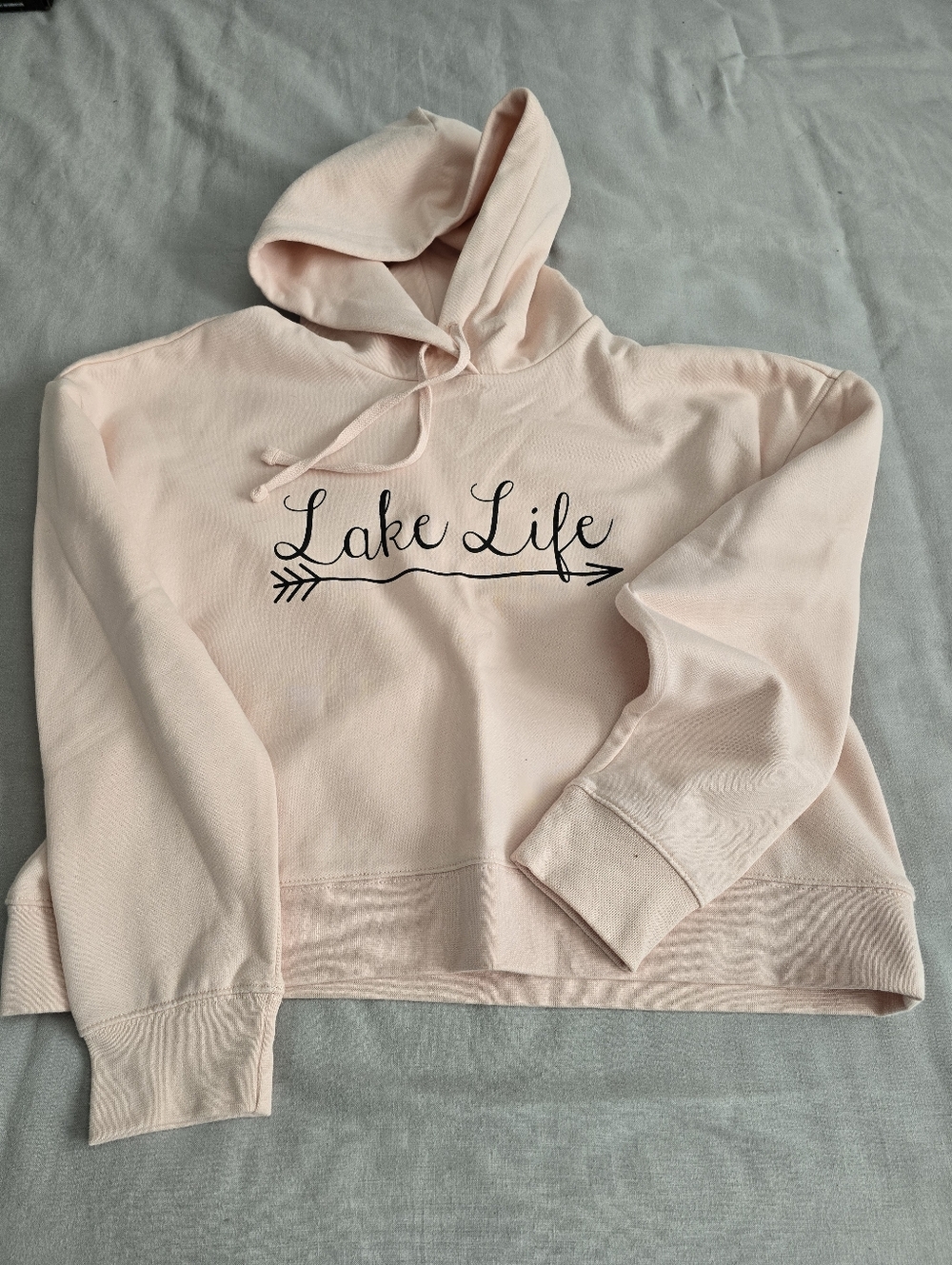NWOT Lake Life Pink Hooded Cropped Pullover Sweatshirt